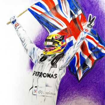 Tekening getiteld "Lewis Hamilton" door Gc, Origineel Kunstwerk, Potlood