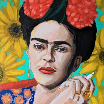 Pintura intitulada "Frida Kahlo artiste…" por G. Carta, Obras de arte originais, Acrílico Montado em Armação em madeira