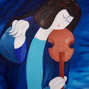 「The violist-player」というタイトルの絵画 Gea Zwaninkによって, オリジナルのアートワーク