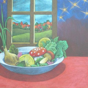 Painting titled "Ola's Bowl" by Marta Goebel-Pietrasz, Original Artwork