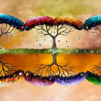 Malerei mit dem Titel "Colorful Seasons.." von Gena Genadyj, Original-Kunstwerk, Acryl