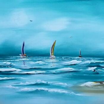 Malerei mit dem Titel "Dream Sailing." von Gena Genadyj, Original-Kunstwerk, Acryl