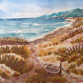 Painting titled "Méditerranée" by Genevieve Fraysse, Original Artwork, Watercolor