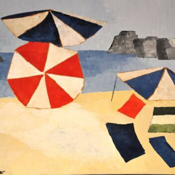 绘画 标题为“les parasols” 由Geneviève Mounier, 原创艺术品, 油