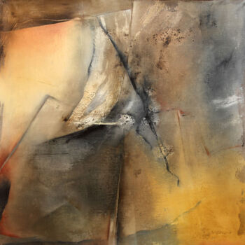 Painting titled "Sans titre 18" by Geneviève Nicolas, Original Artwork, Oil Mounted on Wood Stretcher frame