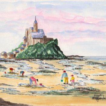 Ζωγραφική με τίτλο "10  Mont-st-Michel" από Geneviève Lagarde, Αυθεντικά έργα τέχνης, Ακουαρέλα