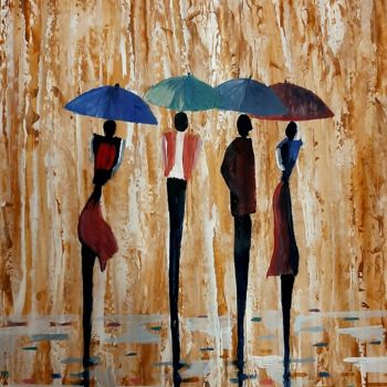 Pintura intitulada "Under rain" por Gennady Gurev, Obras de arte originais, Óleo