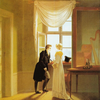 绘画 标题为“Couple à la fenêtre” 由Georg Friedrich Kersting, 原创艺术品, 油