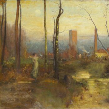 Painting titled "La rivière Mill, Mo…" by George Inness, Original Artwork, Oil