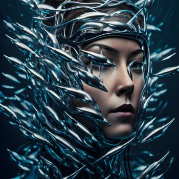 「Blue Abyss--009」というタイトルのデジタルアーツ George Podoski (Clockwork Canvas)によって, オリジナルのアートワーク, AI生成画像