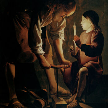 绘画 标题为“Saint Joseph le cha…” 由Georges De La Tour, 原创艺术品, 油