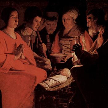 绘画 标题为“L'adoration des ber…” 由Georges De La Tour, 原创艺术品, 油