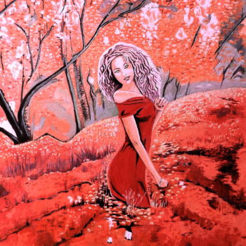 Peinture intitulée "Symphonie en rouge…" par Gym, Œuvre d'art originale, Huile