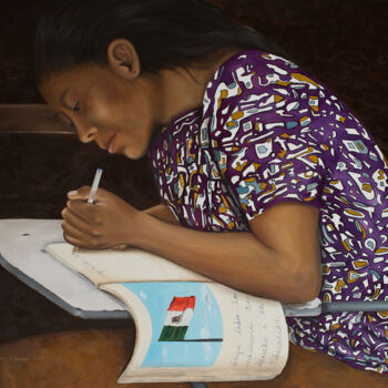 Pintura titulada "La Estudiante" por Georgina Echeverria, Obra de arte original, Oleo