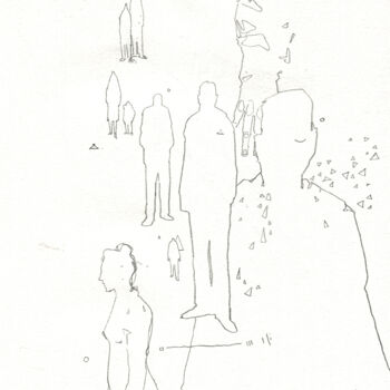 Dessin intitulée "Silhouettes" par Georgy Stork, Œuvre d'art originale, Crayon Monté sur Panneau de bois