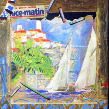 Peinture intitulée "les-voiles-d-Antibe…" par Gérald Guillotte, Œuvre d'art originale, Huile