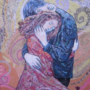 Textile Art titled "Lovers" by Geraldine Clarkson, Original Artwork, Fabric