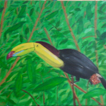 Painting titled "Toucan" by Gérard Bétat, Original Artwork, Oil