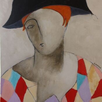 Painting titled "Arlecchino" by Gérard Capron (G.CAPRON), Original Artwork, Acrylic