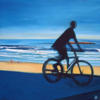 Schilderij getiteld "velo-plage" door Gerard Jouannet, Origineel Kunstwerk, Acryl