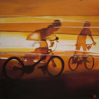 Painting titled "bike" by Gerard Jouannet, Original Artwork, Acrylic