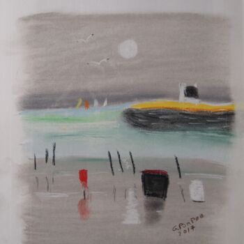 Tekening getiteld "paysage breton" door Gerard Pompee, Origineel Kunstwerk, Pastel