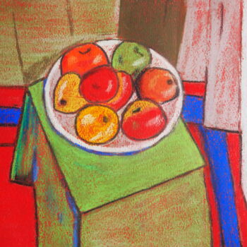 Pintura intitulada "Coupe De Fruits" por Gerard Pompee, Obras de arte originais, Pastel