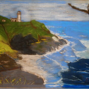 Painting titled "le phare" by Gerard Pompee, Original Artwork, Pastel