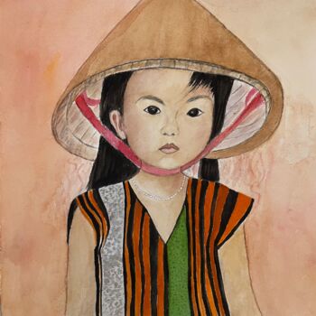 Peinture intitulée "Lan-Ahn la petite v…" par Germaine Mauclere, Œuvre d'art originale, Aquarelle
