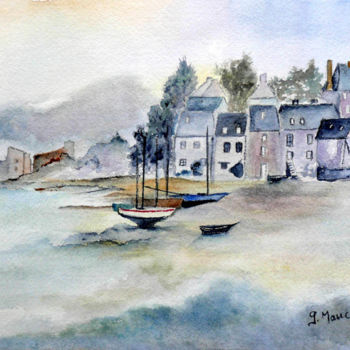 Malerei mit dem Titel "Le Guildo d'après M…" von Germaine Mauclere, Original-Kunstwerk, Aquarell Auf Andere starre Platte mo…