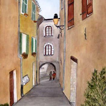 Peinture intitulée "rue-sarrasins-ste-a…" par Germaine Mauclere, Œuvre d'art originale, Aquarelle