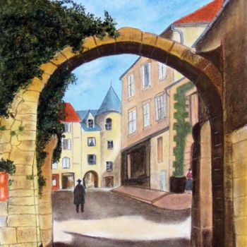 Painting titled "Place-bourg-de-trei…" by Germaine Mauclere, Original Artwork, Oil