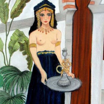 Peinture intitulée "Servante-du-harem.j…" par Germaine Mauclere, Œuvre d'art originale, Huile