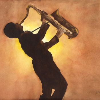 Malerei mit dem Titel "039-saxophoniste.jpg" von Germaine Mauclere, Original-Kunstwerk