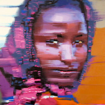 Картина под названием "Mona Lisa Africa" - Gerry Chapleski, Подлинное произведение искусства, Масло Установлен на Деревянная…