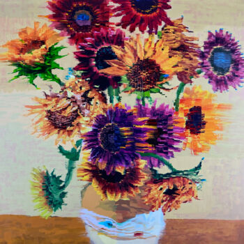 Картина под названием "Sunflowers" - Gerry Chapleski, Подлинное произведение искусства, Масло Установлен на Деревянная рама…