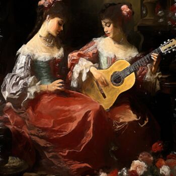 Digital Arts titled "Two Spanish Women" by Gerry Martinez, Original Artwork, Digital Painting