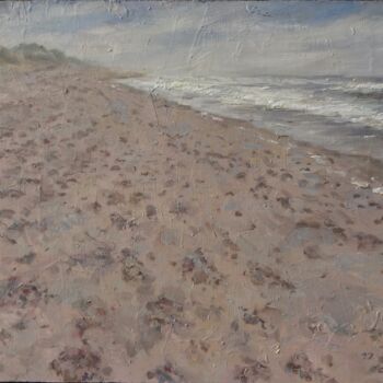 Painting titled "Footsteps on the Be…" by Gerry Miller, Original Artwork, Oil