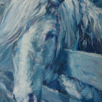 Painting titled "Horse Blue." by Gerry Miller, Original Artwork, Oil