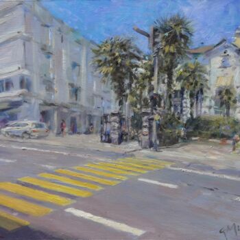 Painting titled "Lugano Center" by Gerry Miller, Original Artwork, Oil Mounted on Other rigid panel