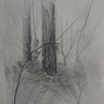 Drawing titled ""L'arbre silencieux"" by Gevorg Koninyan, Original Artwork, Pencil