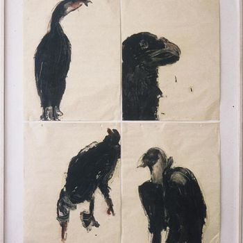 Peinture intitulée "oiseaux" par Anneghelf, Œuvre d'art originale