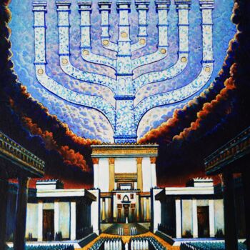 Картина под названием "Hanukkah" - Ghenadie Sontu, Подлинное произведение искусства, Масло