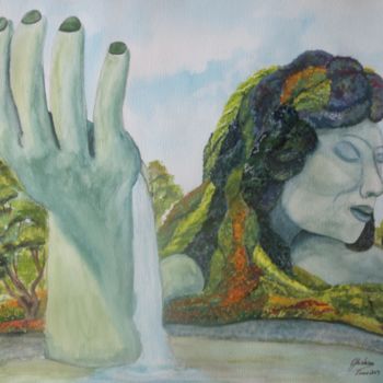 Pintura intitulada "Madre Tierra -" por Ghislaine, Obras de arte originais, Aquarela