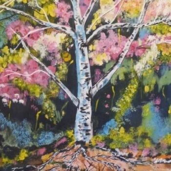 Painting titled "L'ARBRE BLANC" by Ghislaine Chedebois (Gimar), Original Artwork, Acrylic