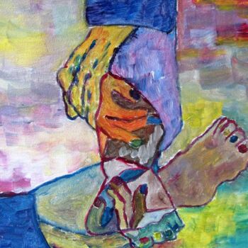 Peinture intitulée "Mains et pieds" par Ghislaine Rimmen-Mohl, Œuvre d'art originale, Acrylique