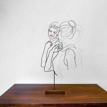 Γλυπτική με τίτλο "Donna si specchia" από Giancarlo Morandi, Αυθεντικά έργα τέχνης, Καλώδιο