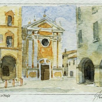 Malerei mit dem Titel "Temporale, spiritua…" von Gianni Pedrazzi, Original-Kunstwerk, Aquarell