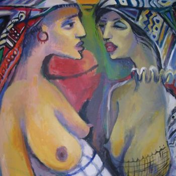 Painting titled "Lady and servant" by George Rurua, Original Artwork