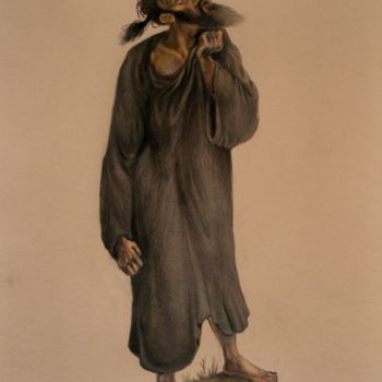 Drawing titled "Monk" by George Rurua, Original Artwork, Pencil